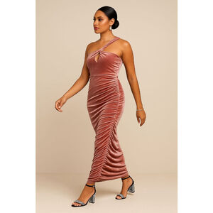 Black By BARIANO Dusty ROSE Velvet Maxi Dress Size 6